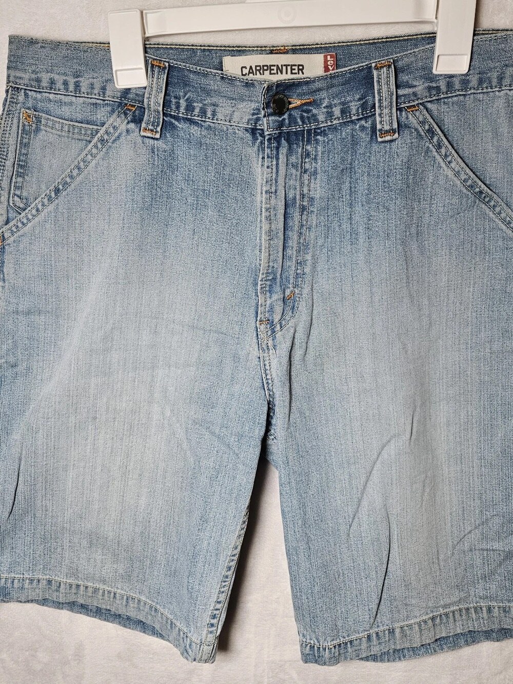 Vintage 2000s Levi's Carpenter Denim Shorts Light Wash Men's Size 34 Baggy